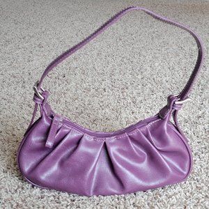 Faux Leather Scrunch Bag - Purple Vintage Purse 2000